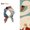 100% Mulberry Silk Swan Scarf