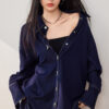 Navy blue high-end loose denim coat shirt