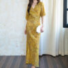 Summer Yellow Floral Silk Waist Slimming Dress