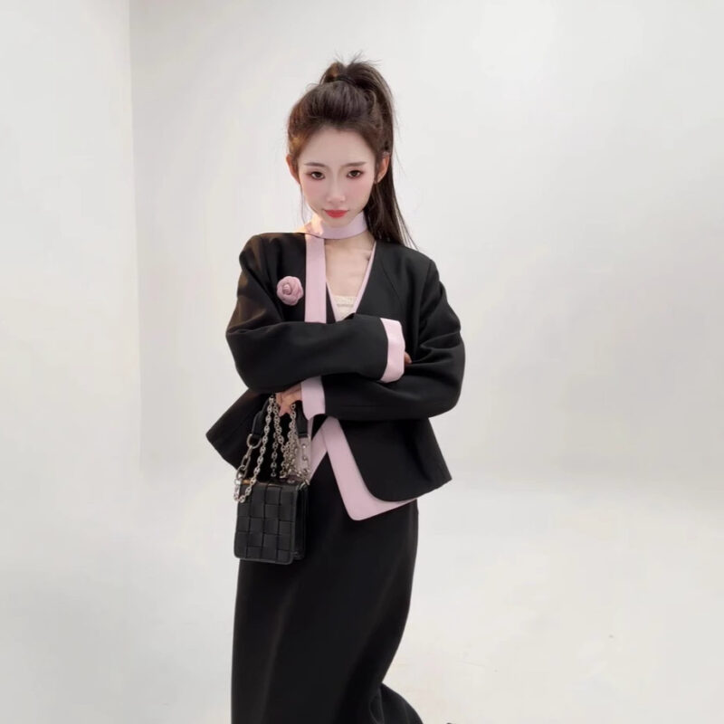 Retro French style short jacket and skirt set