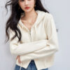 Off-white hooded knitted coat