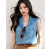 Loose Vintage Sleeveless Denim Top