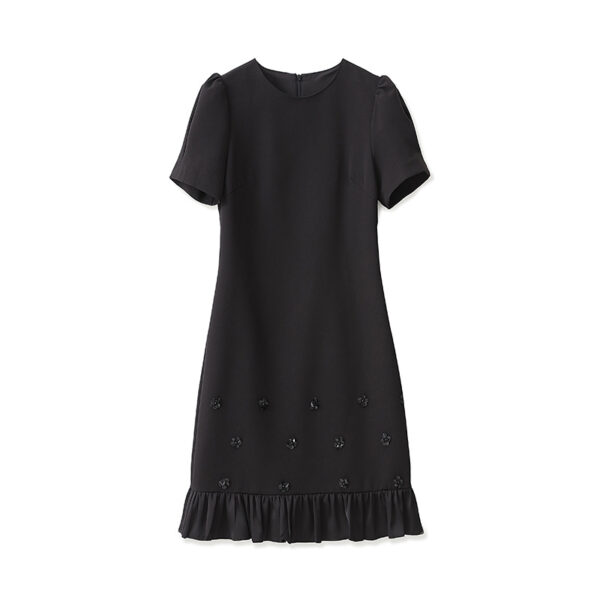 French solid color beaded shift dress