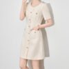 Luxurious ladylike beaded round neck elegant dress