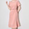 Commuting slimming diamond-encrusted round neck short-sleeved fishtail dress