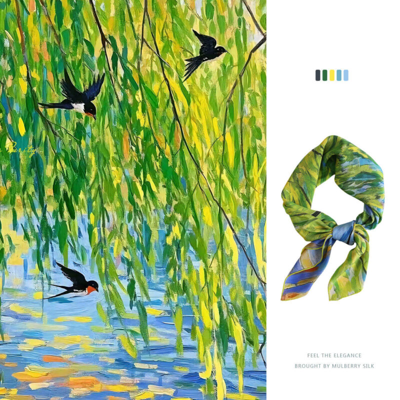 100% Mulberry Silk [Leisurely Spring Day] Scarf