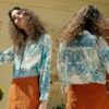 Silk Vintage Print Long Sleeve Shirt