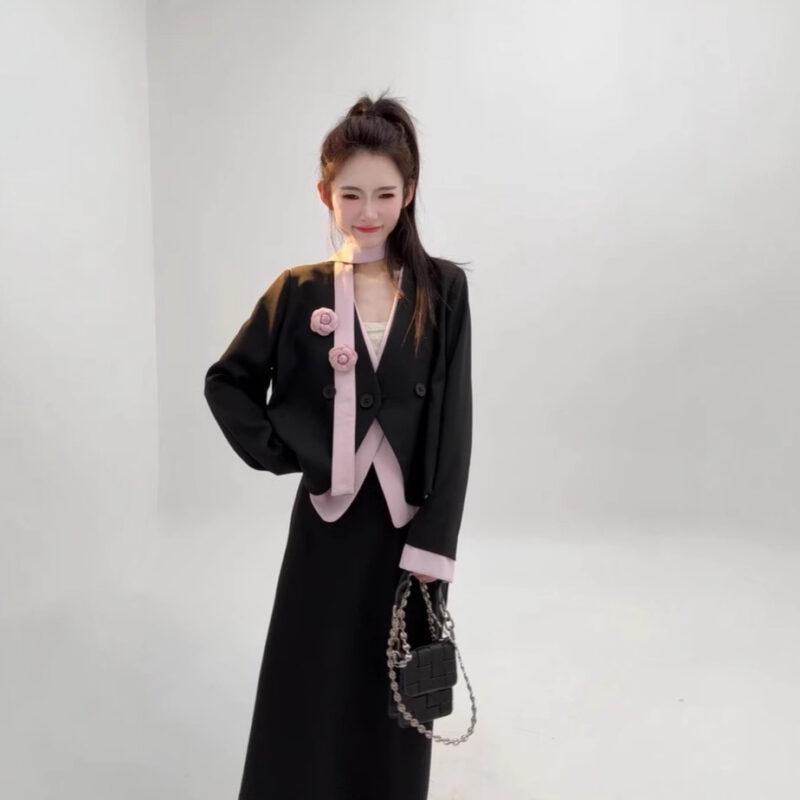 Retro French style short jacket and skirt set