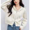Off-white hooded knitted coat