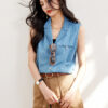 Loose Vintage Sleeveless Denim Top