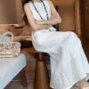 Luxurious holiday style sleeveless linen dress