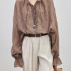 Ruffle Hot-fixed Rhinestones Loose Casual Shirt