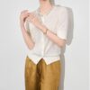 French light luxury beaded round neck short sleeve cardigan