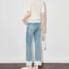 Beaded Lapel Short Sleeve Knit Top