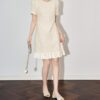 French solid color beaded shift dress