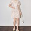 Elegant beaded lapel jacquard dress