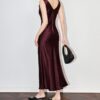 Drapey waist-cinching slimming acetate satin vest dress