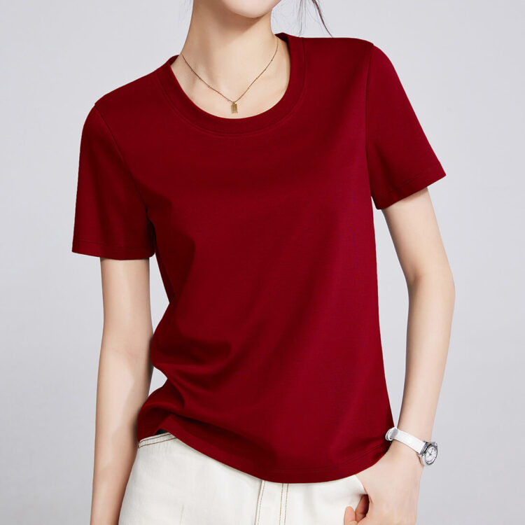 Double-faced Mercerized Cotton U-neck T-shirt