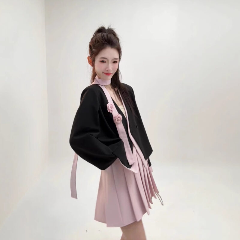Retro French style short jacket and skirt set