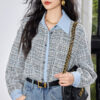 Light blue loose-fitting 3D pattern shirt
