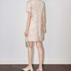 Elegant beaded lapel jacquard dress