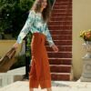 Silk Vintage Print Long Sleeve Shirt