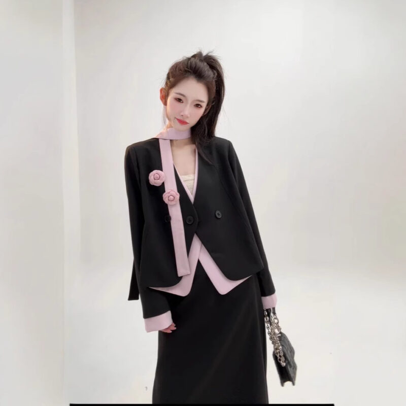 Retro French style short jacket and skirt set