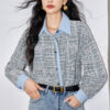 Light blue loose-fitting 3D pattern shirt