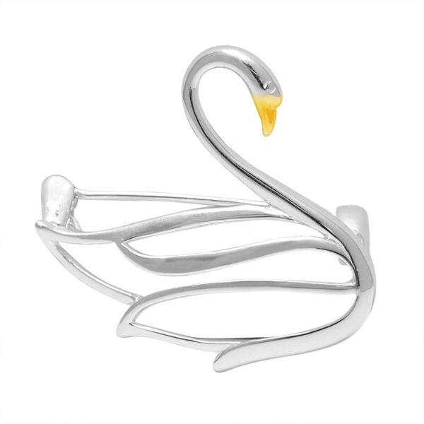 S925 Silver Original Design Swan Brooch