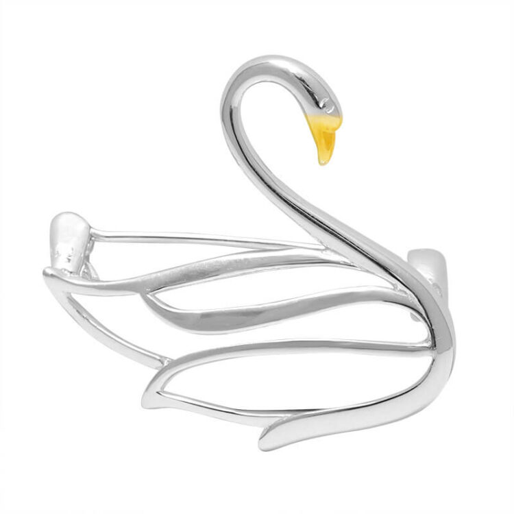 S925 Silver Original Design Swan Brooch
