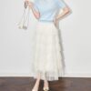 Beaded Lapel Short Sleeve Knit Top