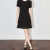 French solid color beaded shift dress