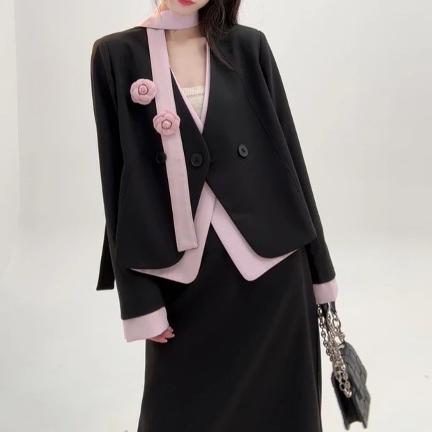 Retro French style short jacket and skirt set
