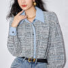 Light blue loose-fitting 3D pattern shirt
