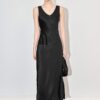 Drapey waist-cinching slimming acetate satin vest dress