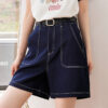 Navy blue denim shorts