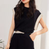 Contrast rolled sleeve T-shirt and shorts set
