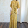 Summer Yellow Floral Silk Waist Slimming Dress