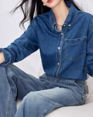 Vintage Casual Comfort Blue Denim Shirt