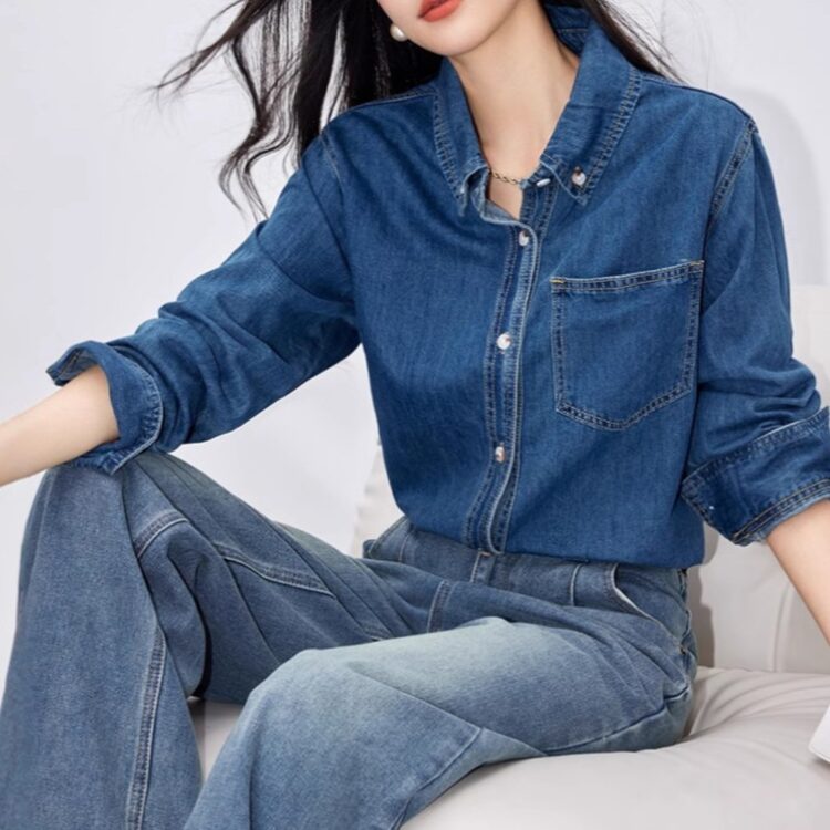 Vintage Casual Comfort Blue Denim Shirt