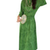 Summer Stand Collar Acetate Jacquard Green Dress