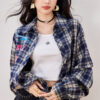 Vintage plaid loose shirt