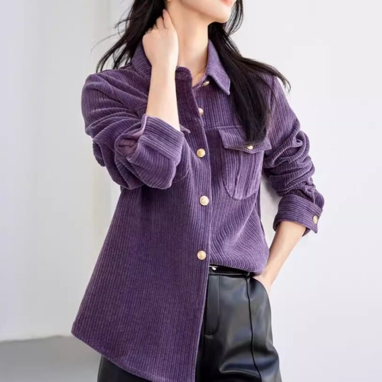 Corduroy striped purple blouse