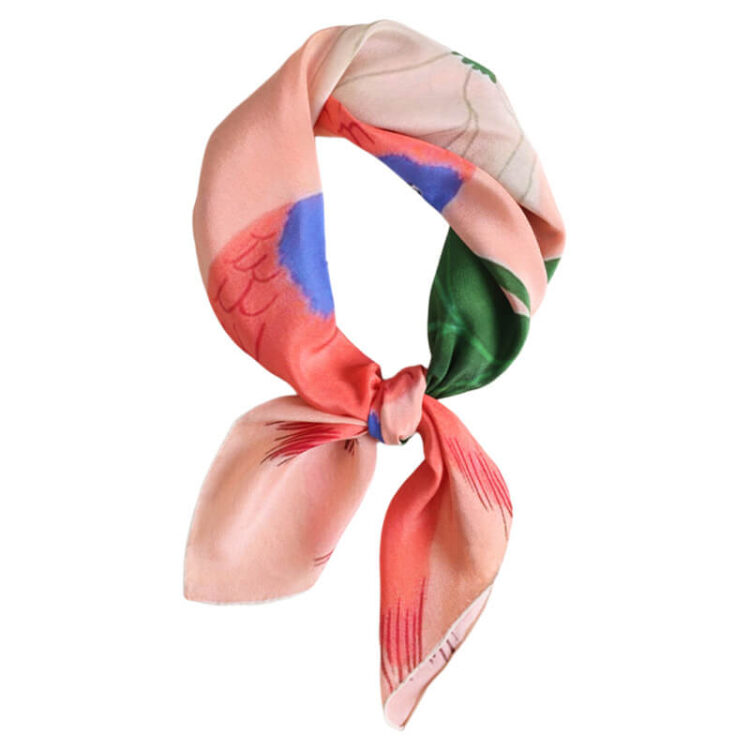 Hand-rolled Pink Floral Pattern Silk Scarf