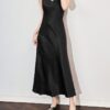 Drapey waist-cinching slimming acetate satin vest dress