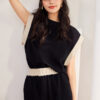 Contrast rolled sleeve T-shirt and shorts set
