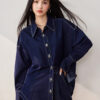 Navy blue high-end loose denim coat shirt