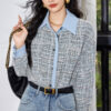 Light blue loose-fitting 3D pattern shirt