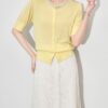 French light luxury beaded round neck short sleeve cardigan