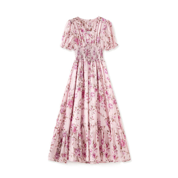 Pink chiffon floral dress